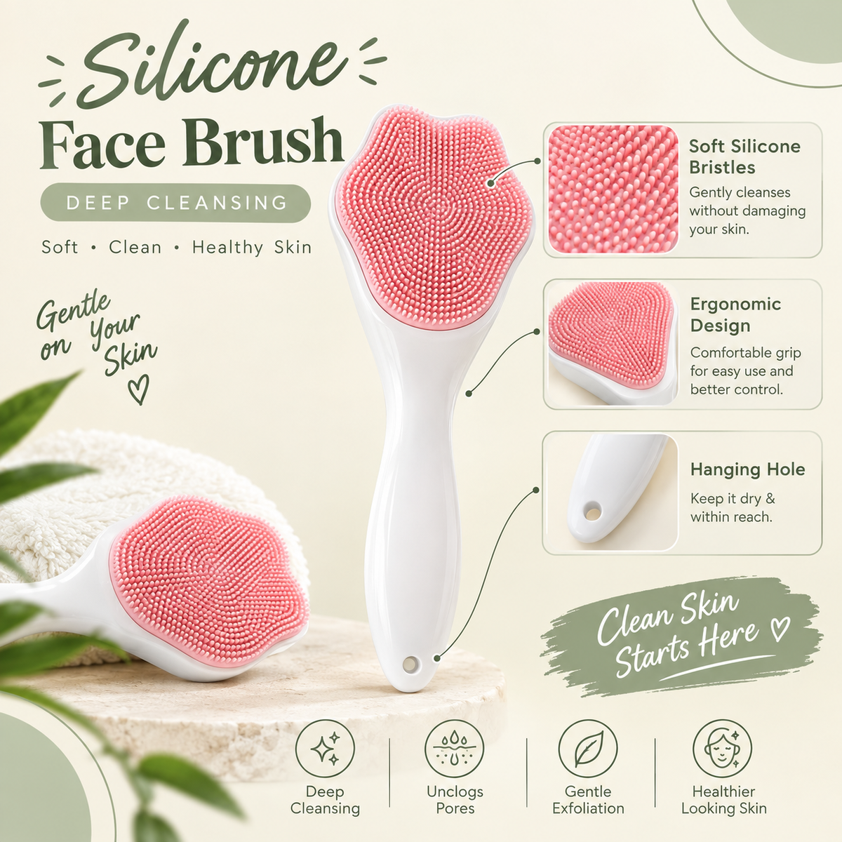 Silicone Face Scrubber 💚