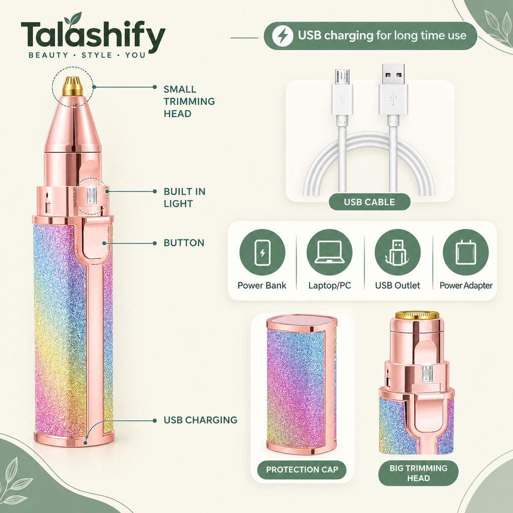 Flawless 2 in 1 Eyebrow trimmer & facial hair removal Machine ( Rechargeable)🔋