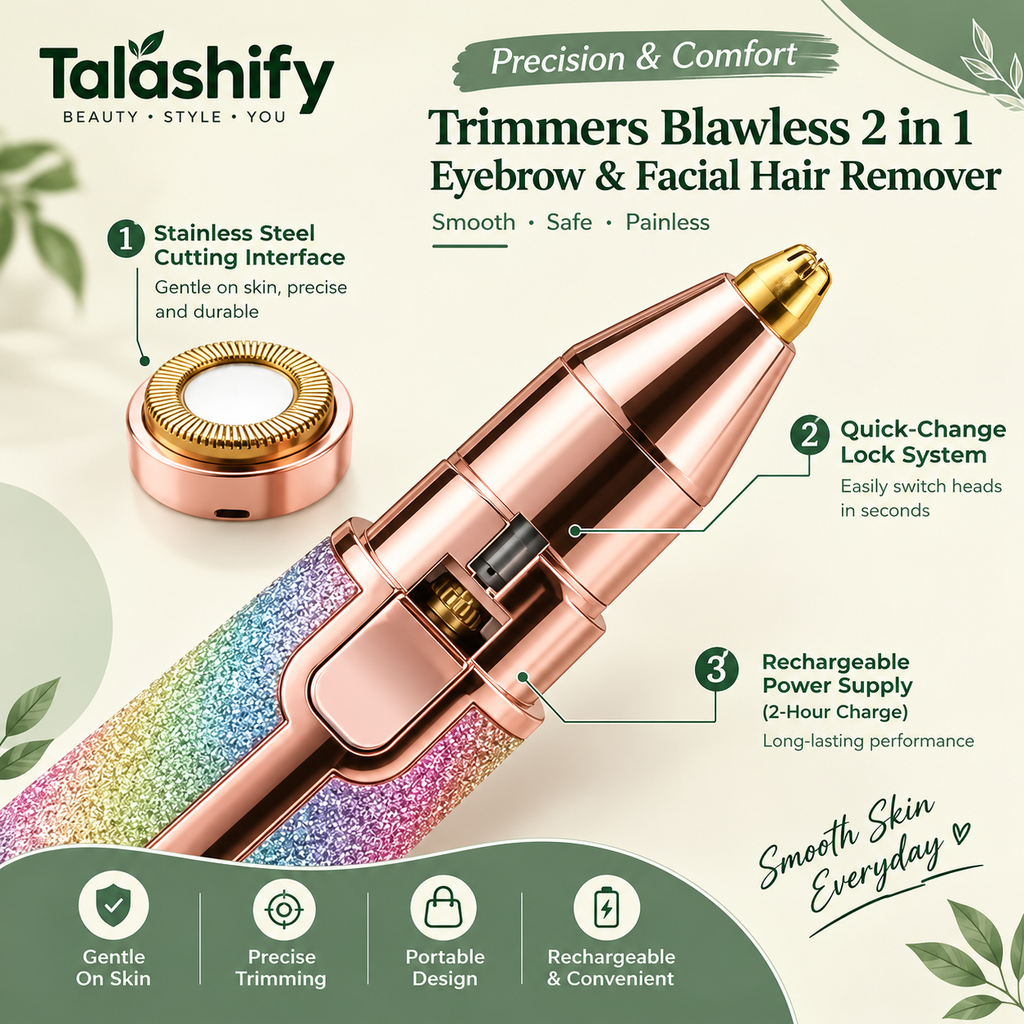 Flawless 2 in 1 Eyebrow trimmer & facial hair removal Machine ( Rechargeable)🔋