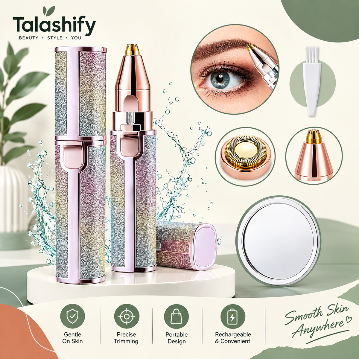 Flawless 2 in 1 Eyebrow trimmer & facial hair removal Machine ( Rechargeable)🔋