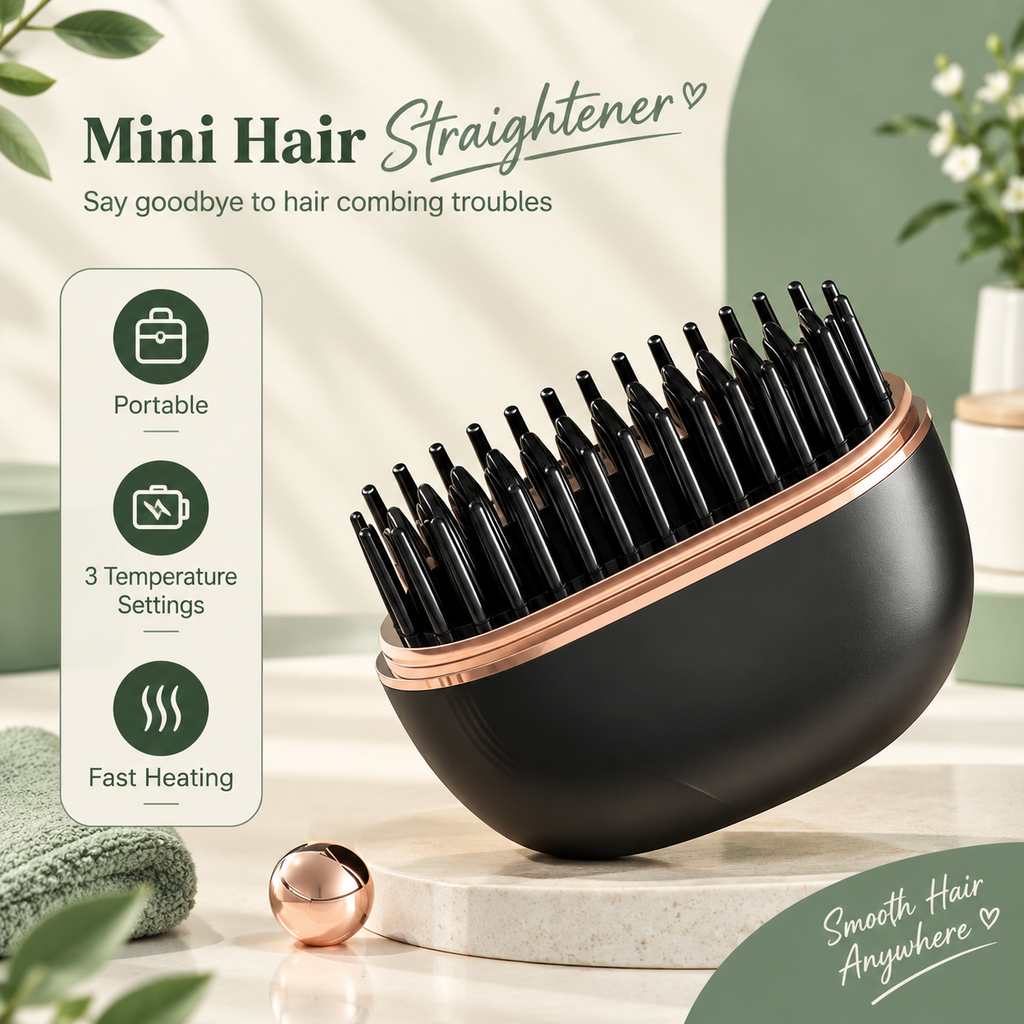 Mini Wireless Hair Straightening Comb 💚