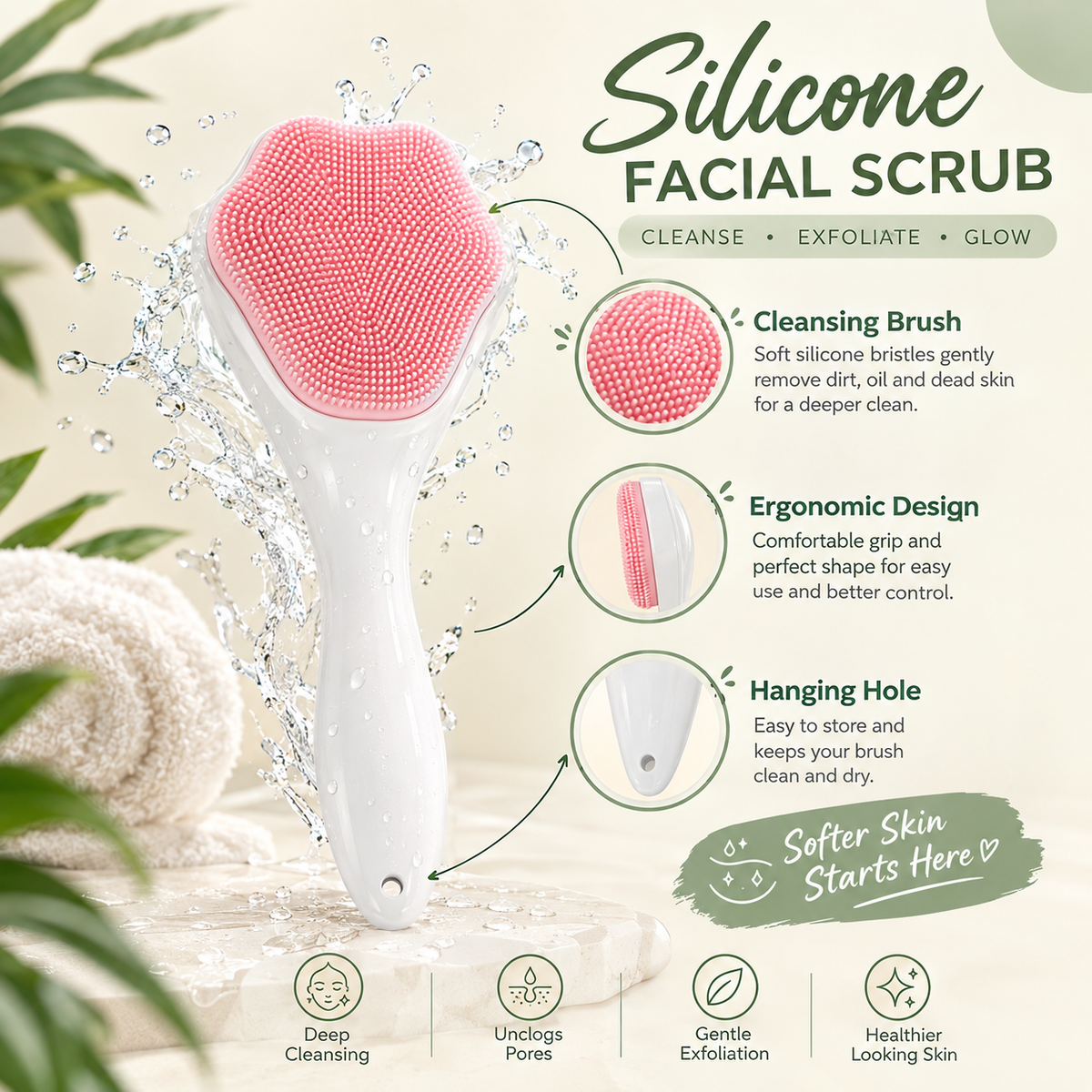 Silicone Face Scrubber 💚
